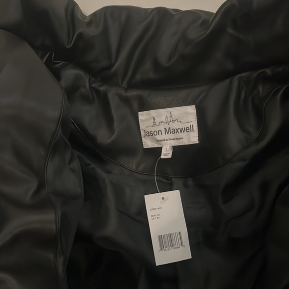 Jason Maxwell - BLK 🖤🖤🖤 Faux Leather Puffer w/high collar - Size Large - NWT - Picture 5 of 9